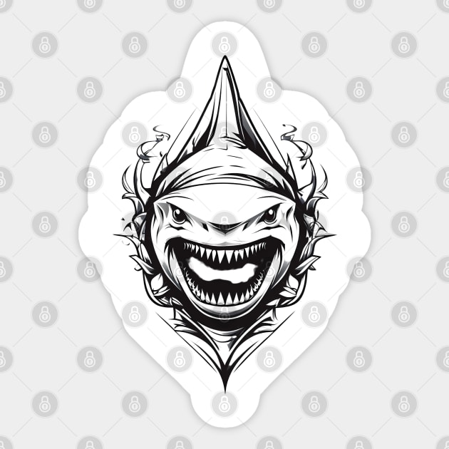 shark mouth tattoo design Sticker by design19970